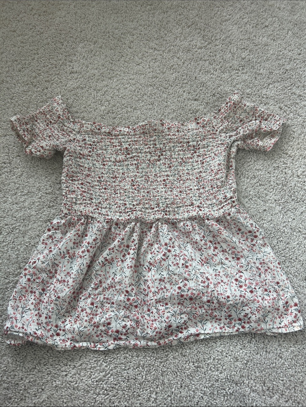 Old Navy White Floral Smocked Off-Shoulder Top